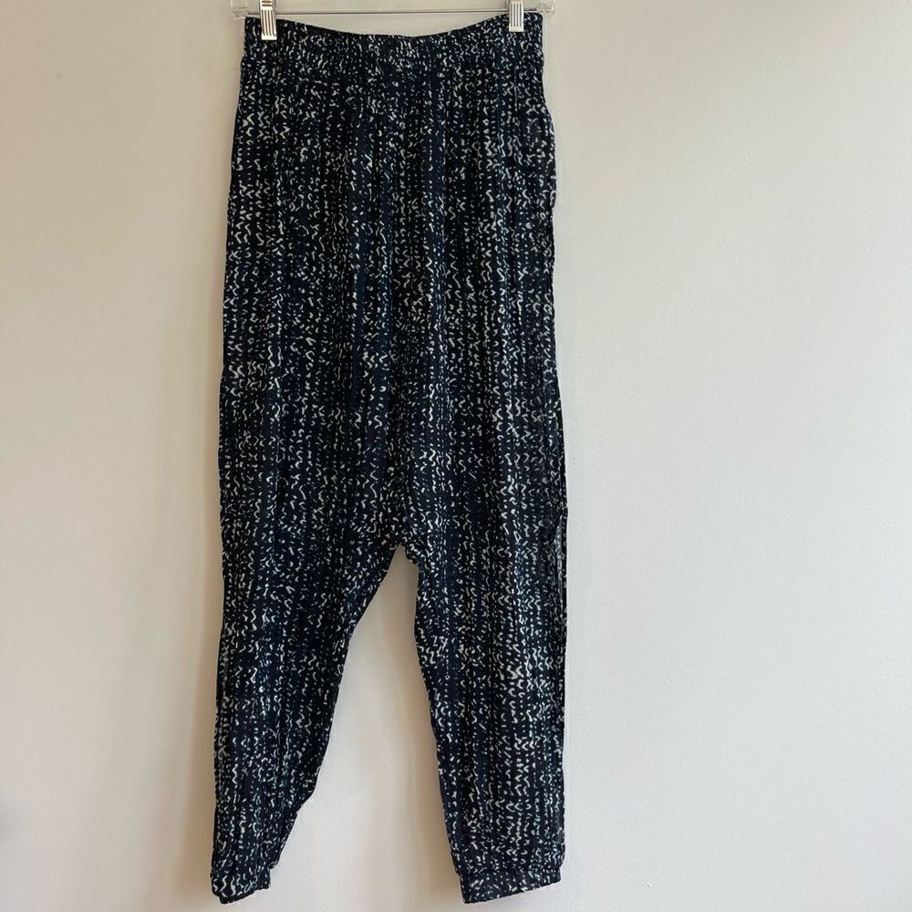 En Crème Side Slit Boho Blue Jogger Pant - Small